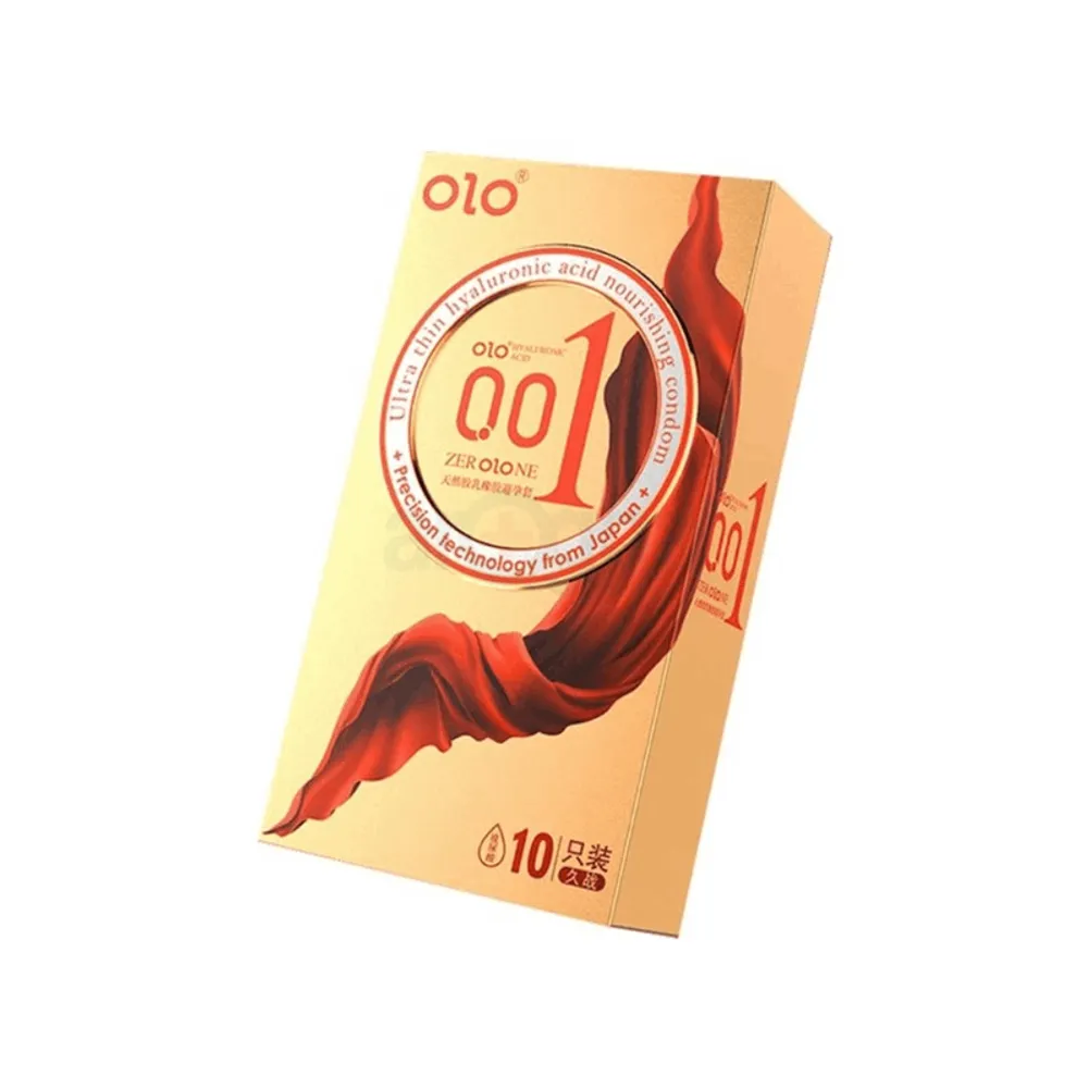Olo Red Thin 001 Gold Condom - 10pcs  