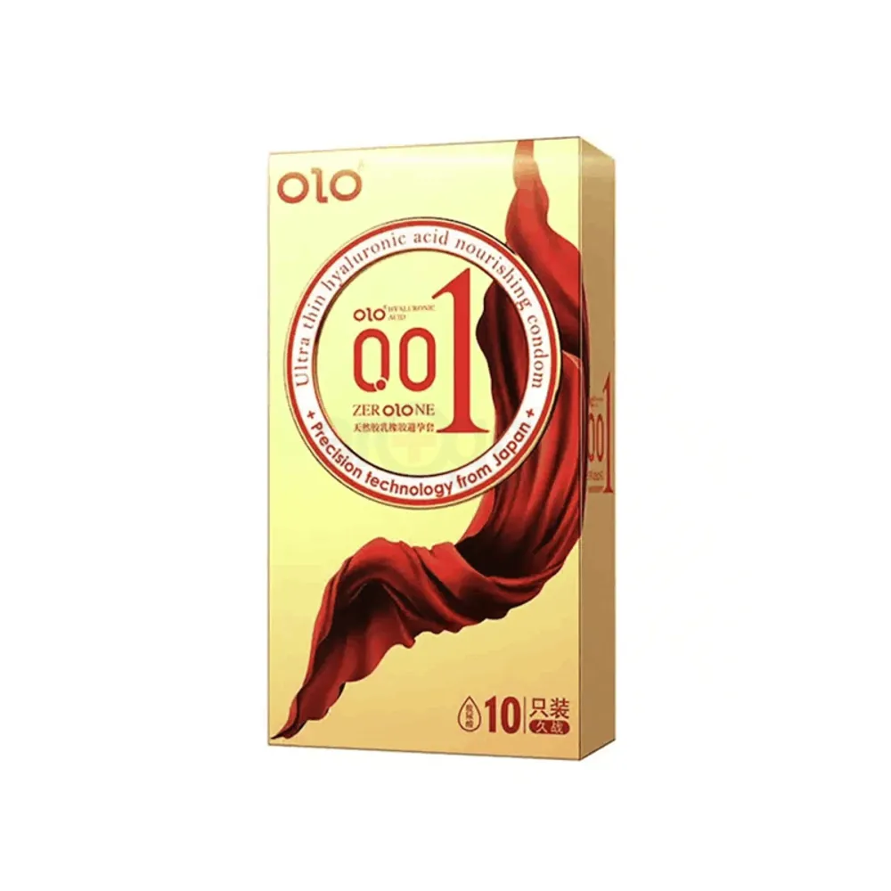 Olo Red Thin 001 Gold Condom - 10pcs  