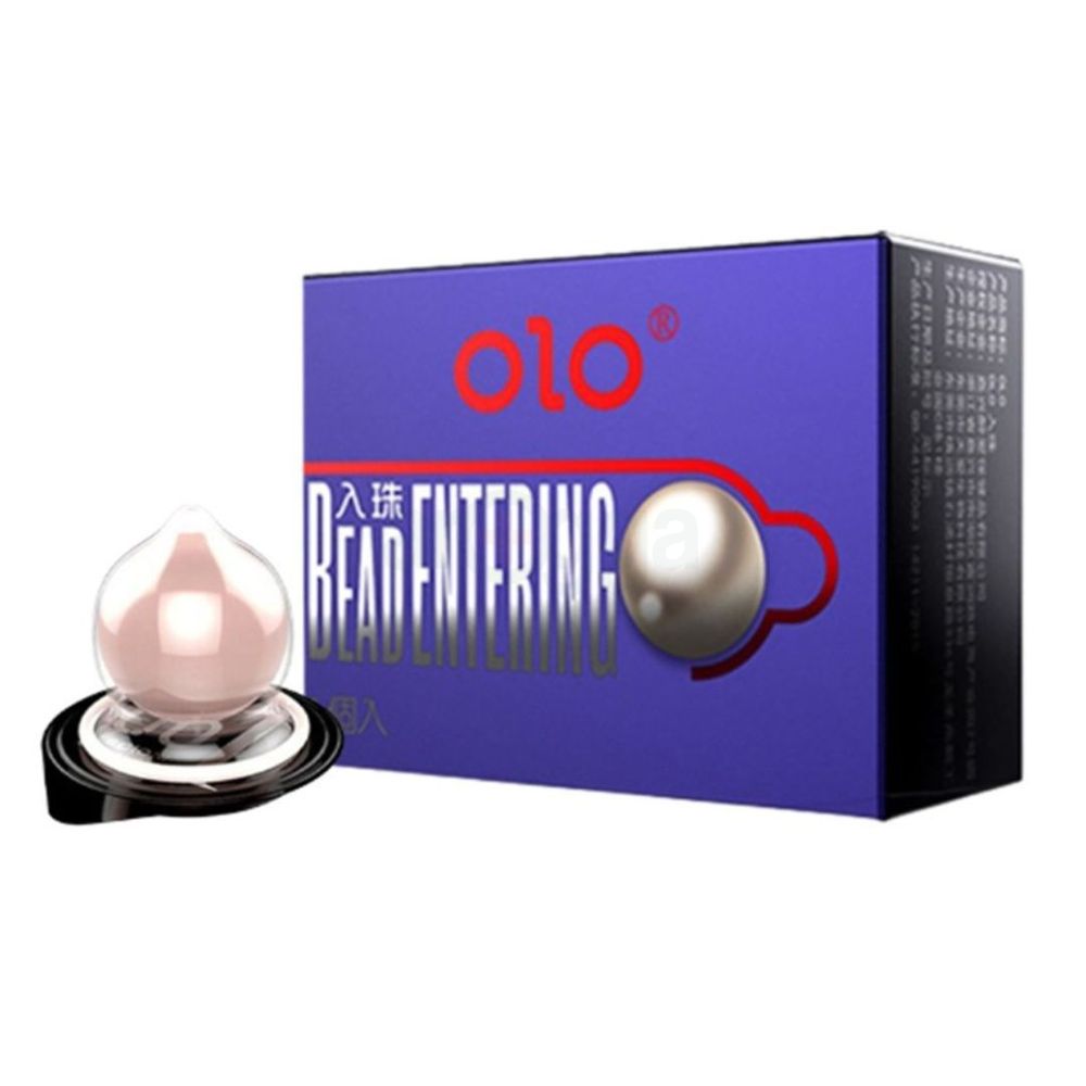 OLO Bead Entering condom 3cm, Smooth Condom + 1 Silicon Ball - Box of 1 Condom  