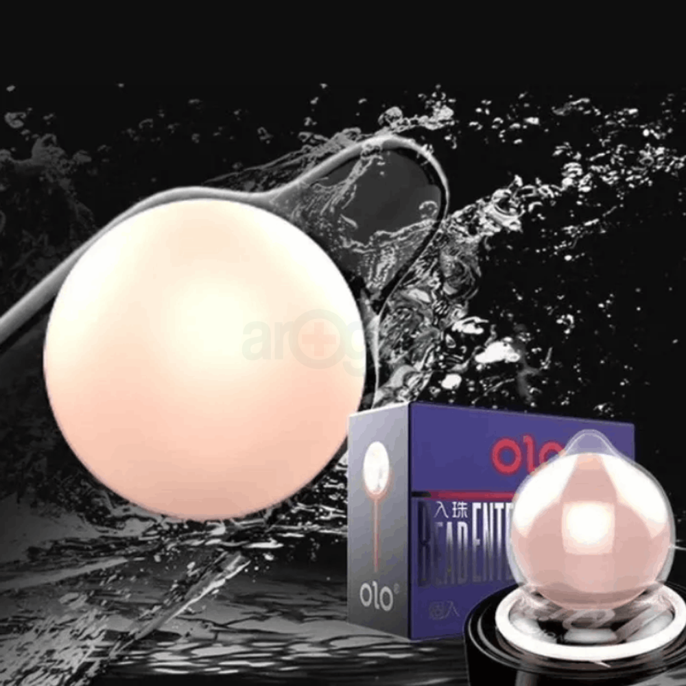 OLO Bead Entering condom 3cm, Smooth Condom + 1 Silicon Ball - Box of 1 Condom  