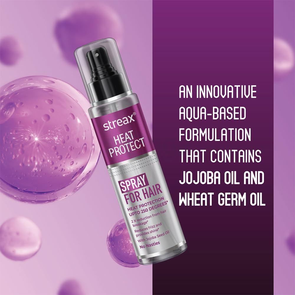 Streax Heat Protectant Spray for Hair with Jojoba Seed Oil - 100 ml  