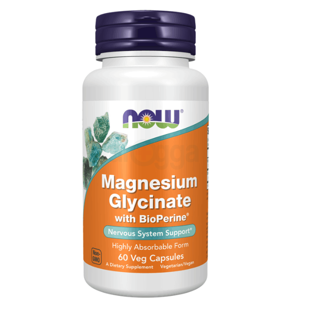NOW Supplements Magnesium Glycinate 60 Veg Capsules  
