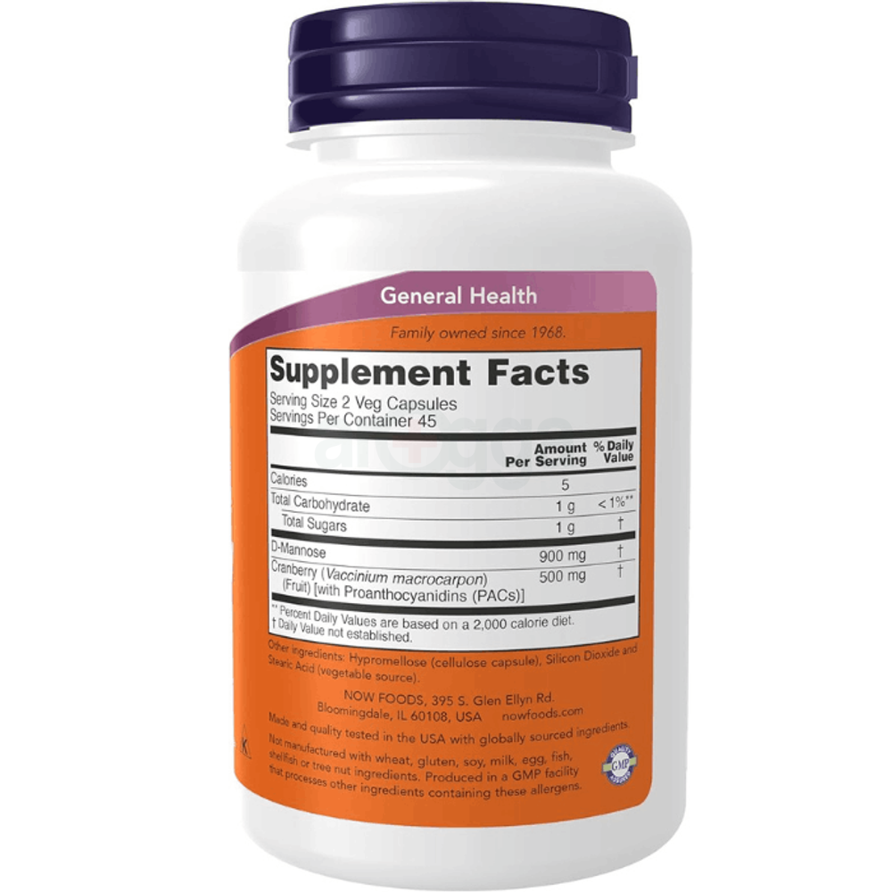 NOW Foods Supplements, Mannose Cranberry, Dual Action Formula*, Clinically Evaluated, Urinary Tract Health*, 90 Veg Capsules  