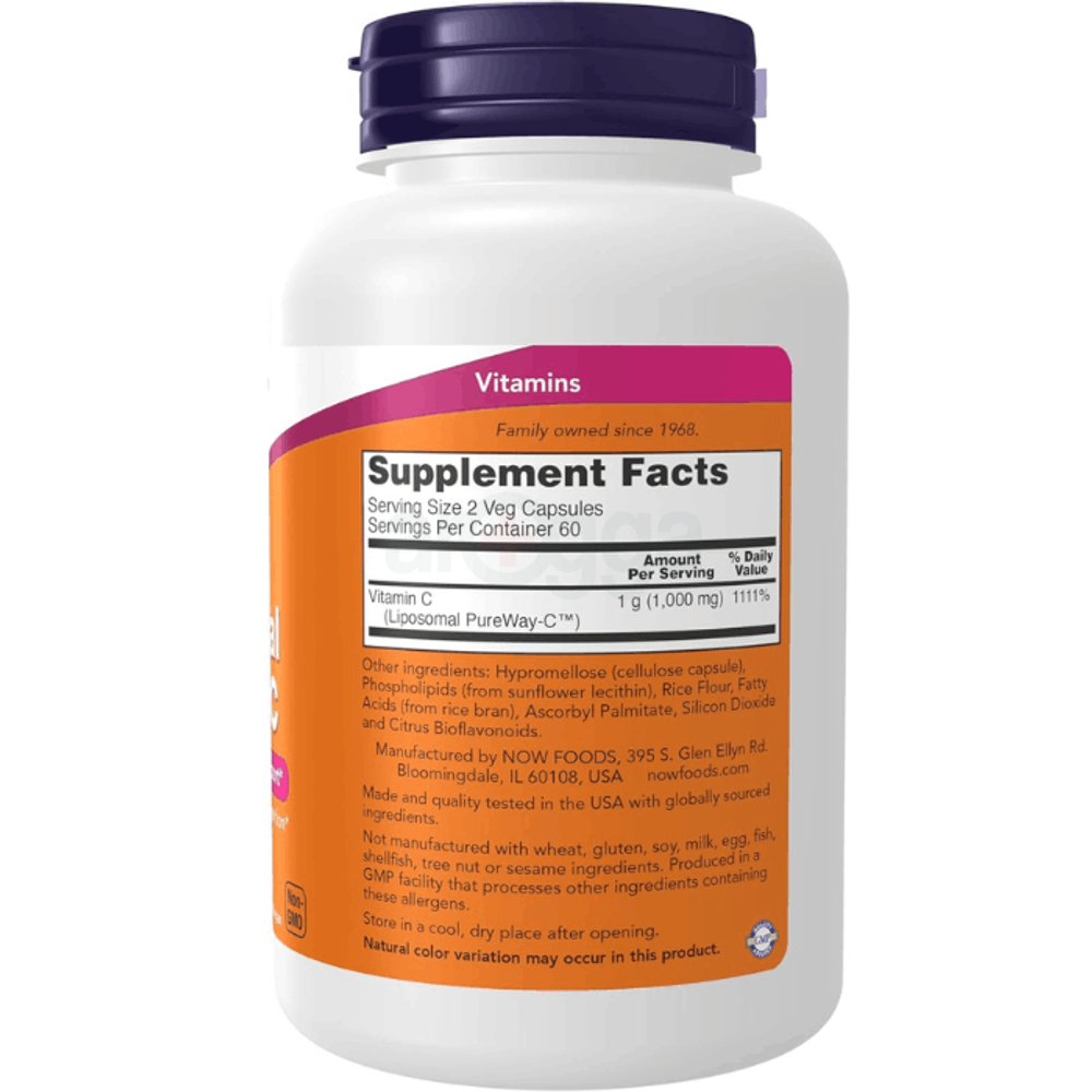 NOW Supplements, Liposomal Vitamin C, Immune & Collagen Support, 120 Veg Capsules  