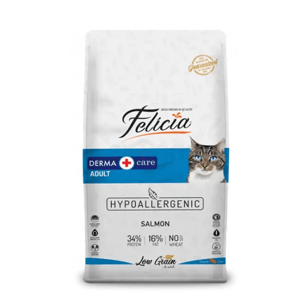 Felicia Low Grain Dry Cat Food Derma Care Adult Salmon 2KG  