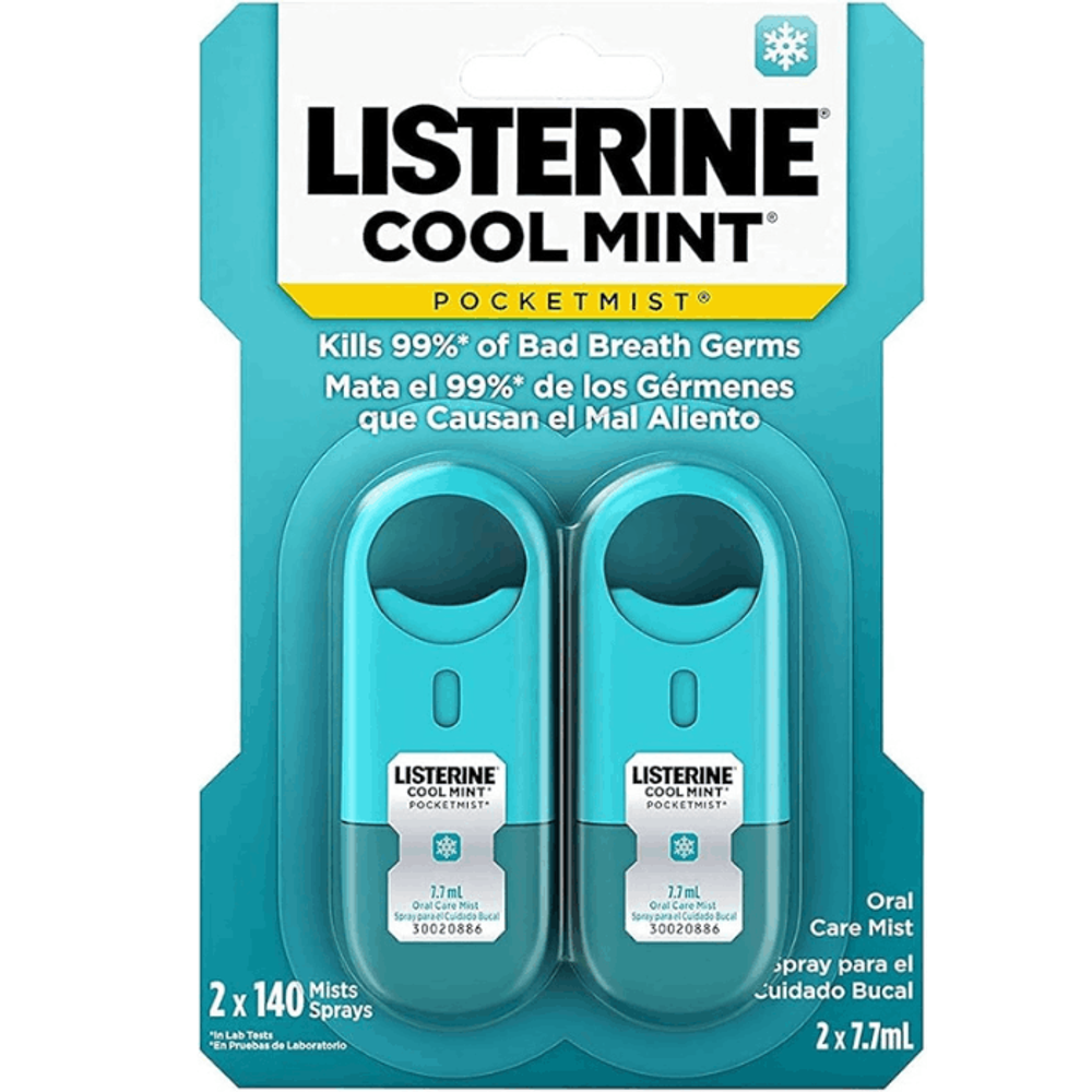 Listerine Pocketmist Cool Mint Oral Care Mist to Get Rid Of Bad Breath, 2 Pack  