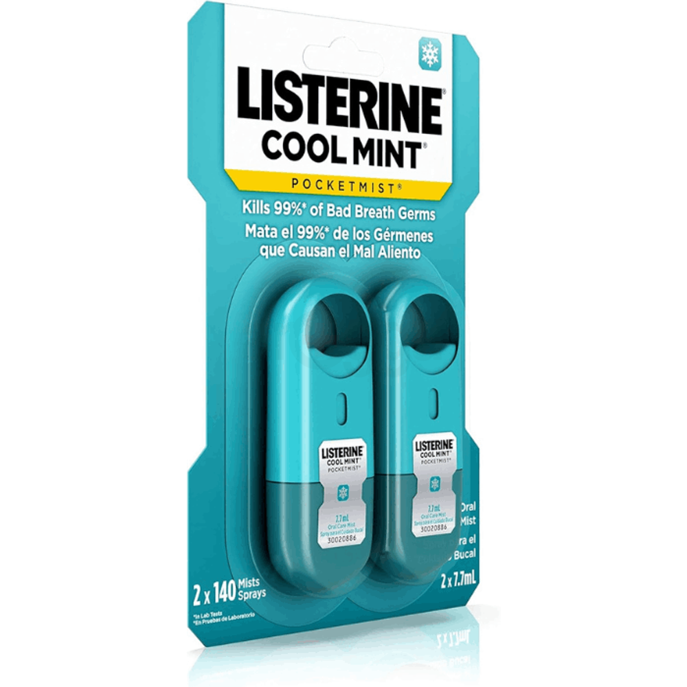 Listerine Pocketmist Cool Mint Oral Care Mist to Get Rid Of Bad Breath, 2 Pack  