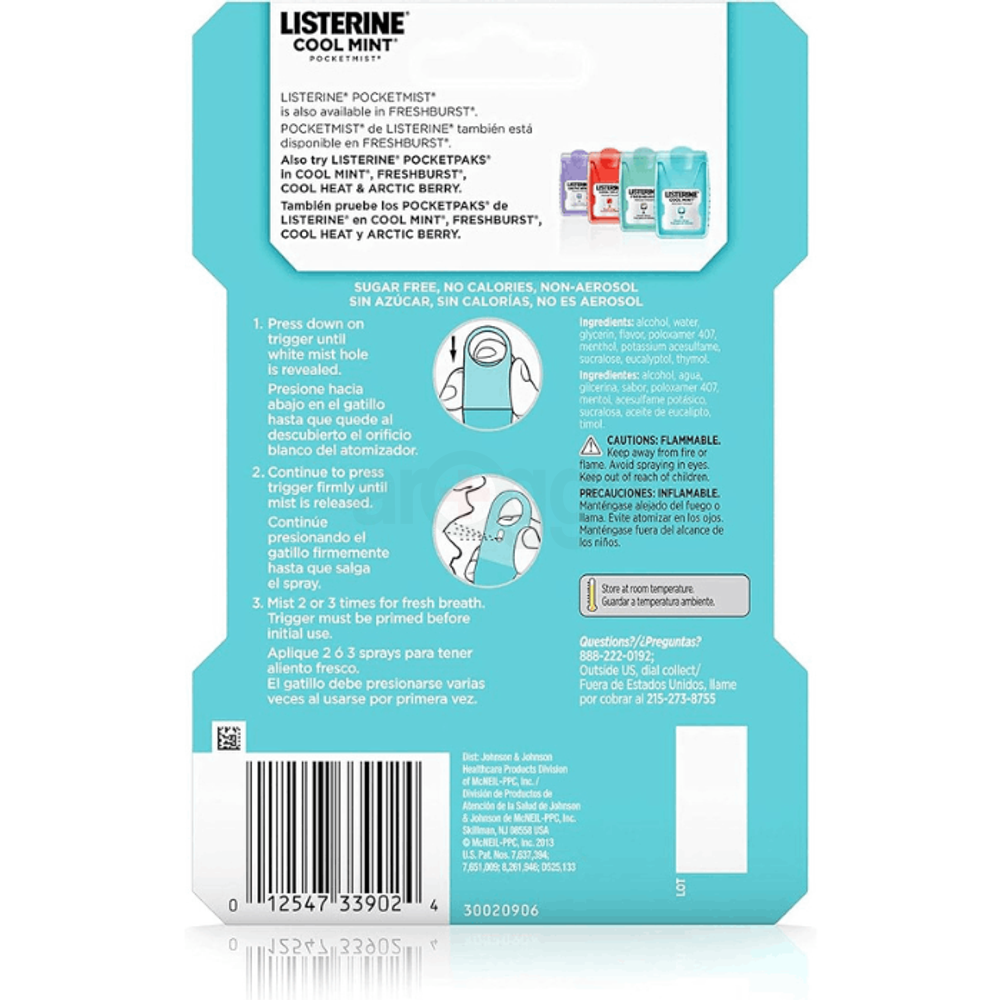 Listerine Pocketmist Cool Mint Oral Care Mist to Get Rid Of Bad Breath, 2 Pack  