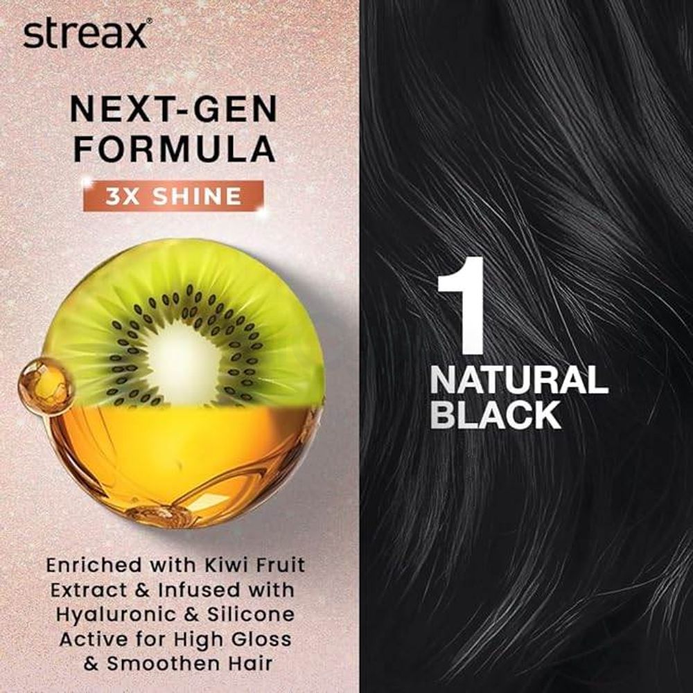 Streax Gel Hair Colour  Natural Black 1 - 150ml  