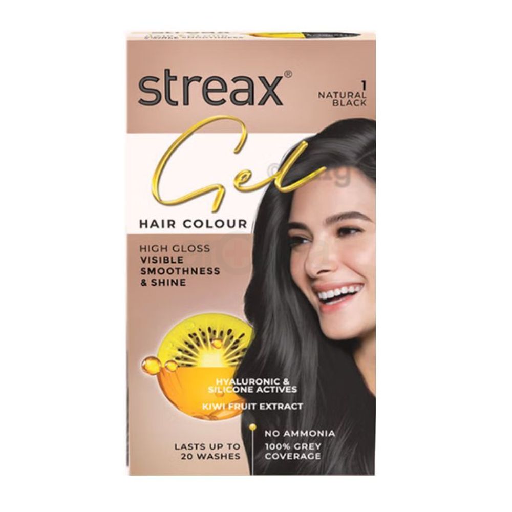 Streax Gel Hair Colour  Natural Black 1 - 150ml  