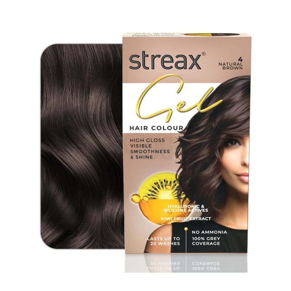 Streax Gel Hair Colour  Natural Brown 4 - 150ml  