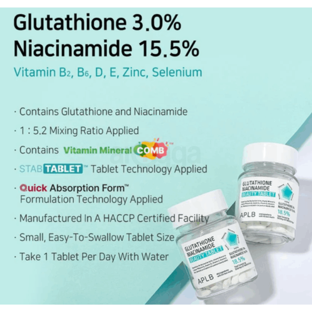 APLB Glutathione Niacinamide Beauty Tablet 500mg 30 Tablets   