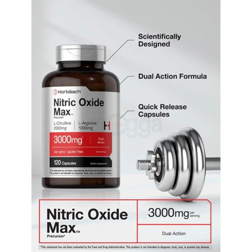 Horbäach Nitric Oxide Max - 3000mg - 120 Capsules  
