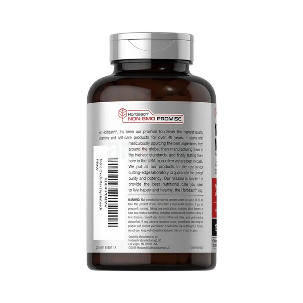 Horbäach Nitric Oxide Max - 3000mg - 120 Capsules  