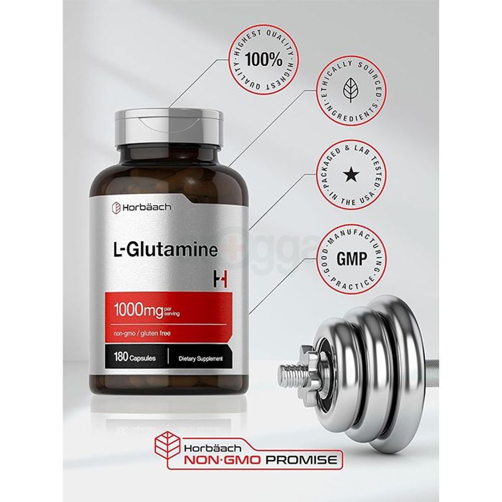 Horbäach L-Glutamine - 1000mg - 180 Capsules  