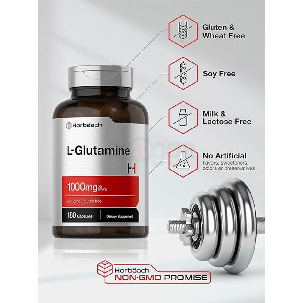 Horbäach L-Glutamine - 1000mg - 180 Capsules  