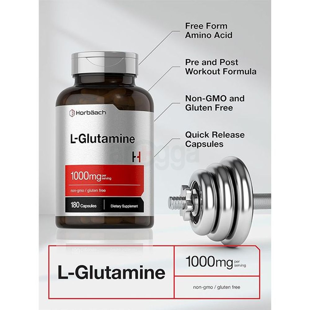 Horbäach L-Glutamine - 1000mg - 180 Capsules  