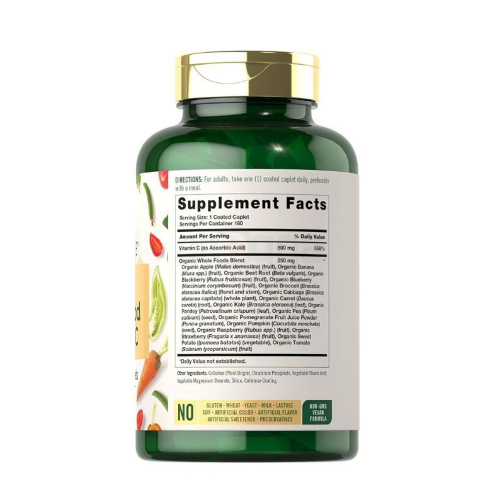 Carlyle Raw Whole Food + Vitamin C - 180 Coated Caplets  