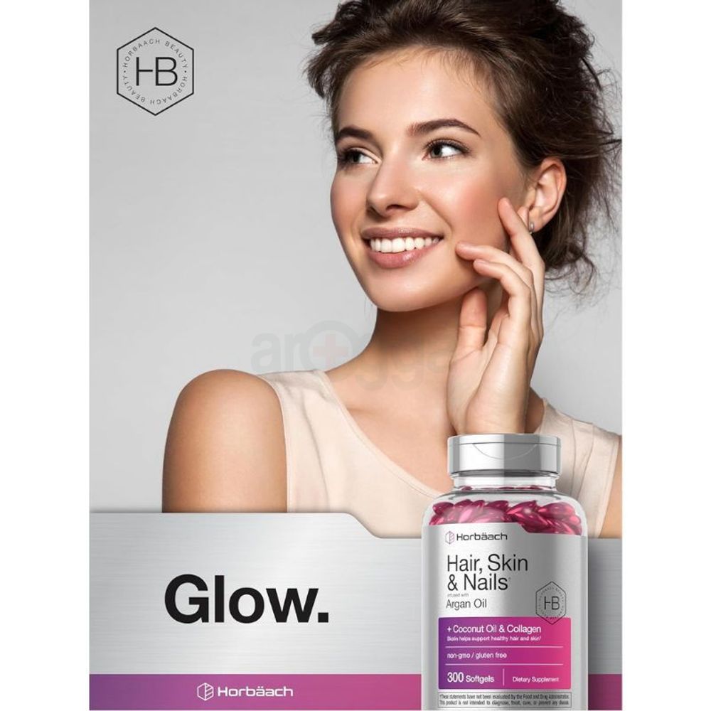 Horbaach Hair, Skin & Nails with Argan Oil - 300 Softgels  