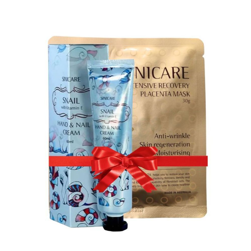 Buy 1 Sini Care Snail with vitamin E Hand & Nail Cream 60ml Get 1pcs Sini Care Intensive Recovery Placenta Sheet Mask Free Save 558tk  