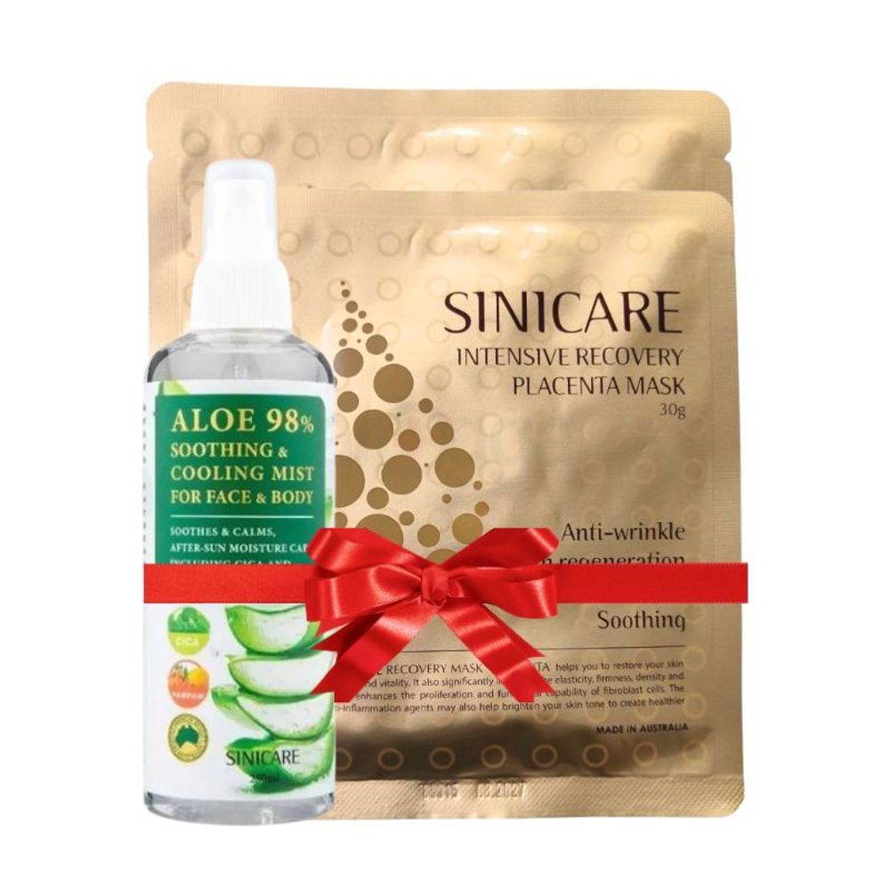 Buy 1 Sini Care Fresh Aloe 98% Soothing & Cooling Mist for Face & Body with Cica & Pawpaw 250ml Get 02pcs Sini Care Intensive Recovery Placenta Sheet Mask Free Save 1116tk  