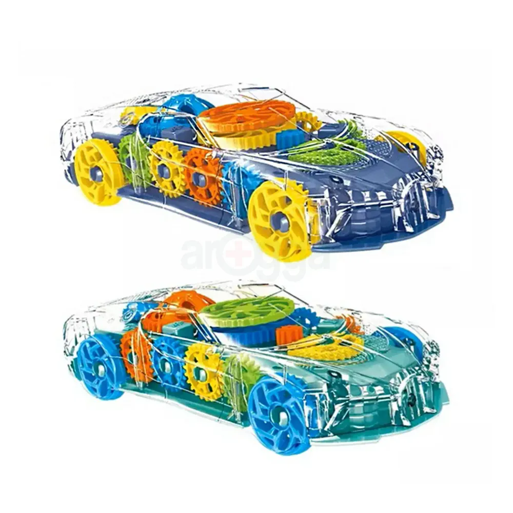 Kids Transparent Racing Speed Rotating Gear Car (3+ Ages)  