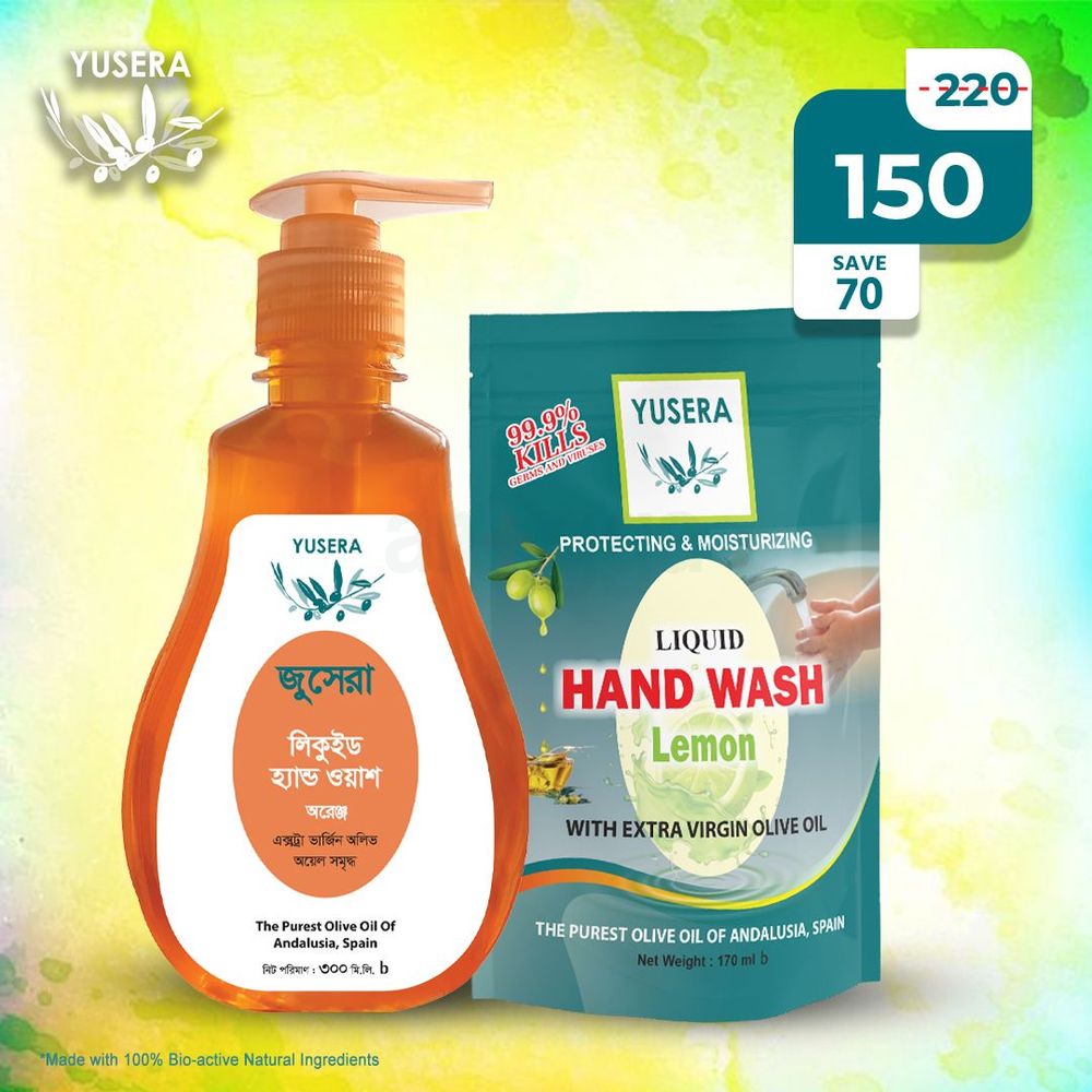 Buy 1 YUSERA Orange Liquid Handwash 300ml & Get 1 Hand Wash Refill 170ml (Save 70 TK)  