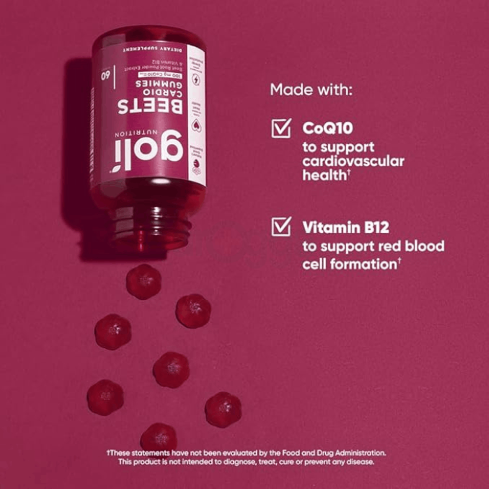 Goli Nutritional Supplement, Beets Cardio Gummy - 60 Count - 100mg CoQ10 & Beet Root Extract  