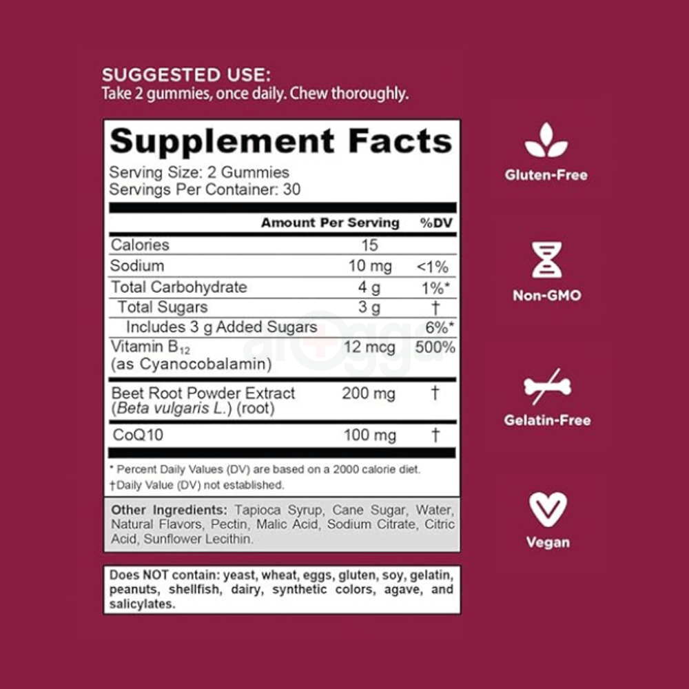 Goli Nutritional Supplement, Beets Cardio Gummy - 60 Count - 100mg CoQ10 & Beet Root Extract  