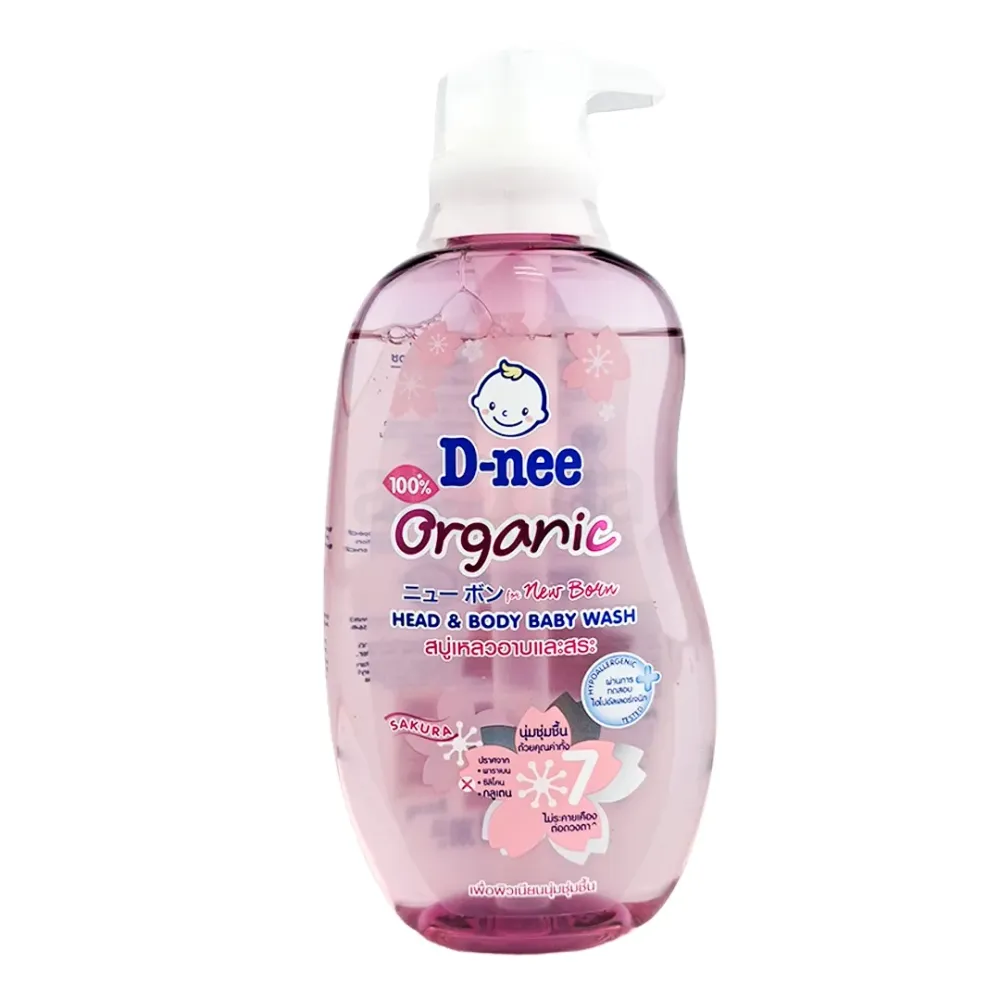 D Nee Organic Head & Body Baby Wash Sakura For Newborn 380ml  