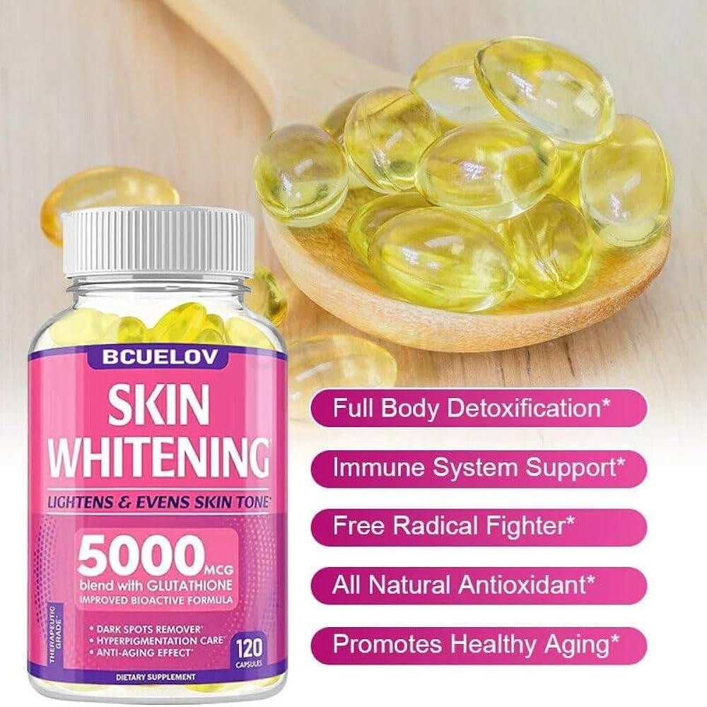 Bcuelov Skin Whitening 5000mgc with Glutathione 120 Capsules  