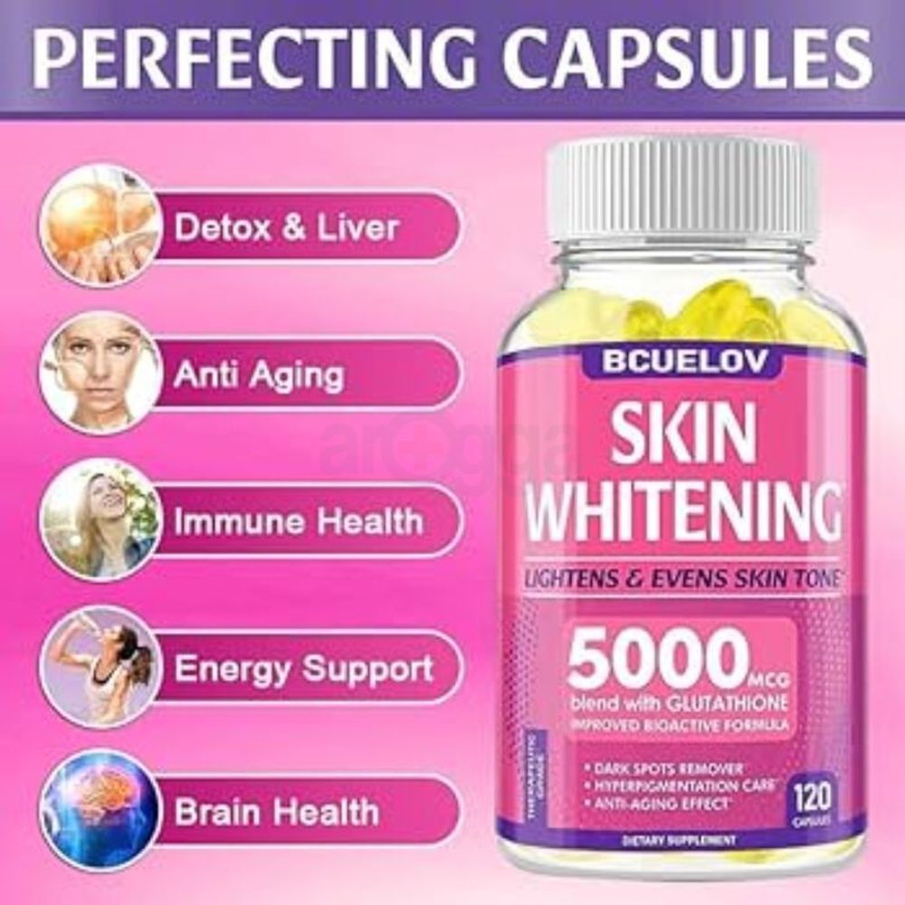Bcuelov Skin Whitening 5000mgc with Glutathione 120 Capsules  