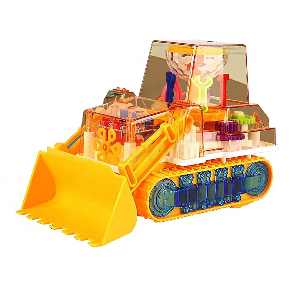 Li Wei Transparent Mechanical Forklift Toy – STEM Construction Vehicle with Lights, Music & Moving Gears  