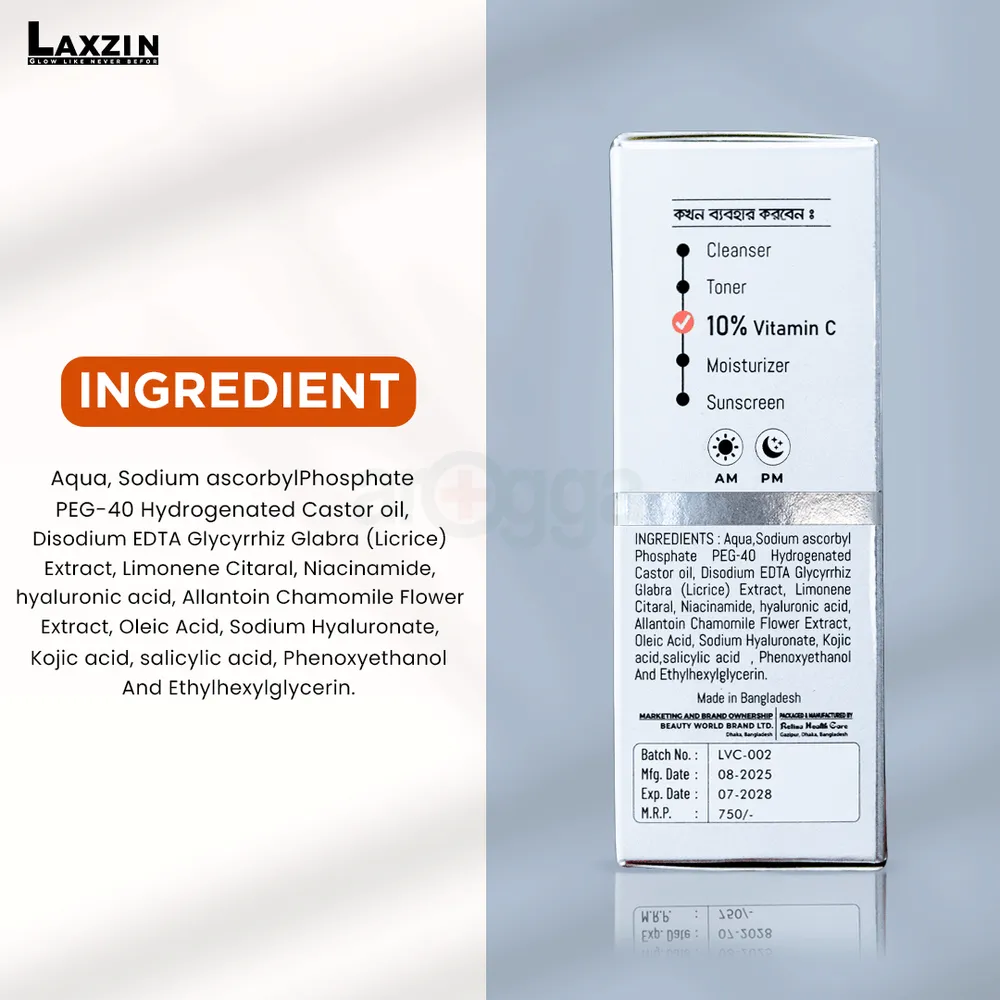 Laxzin Vitamin - C 10% With Hyaluronic Acid Face Serum  