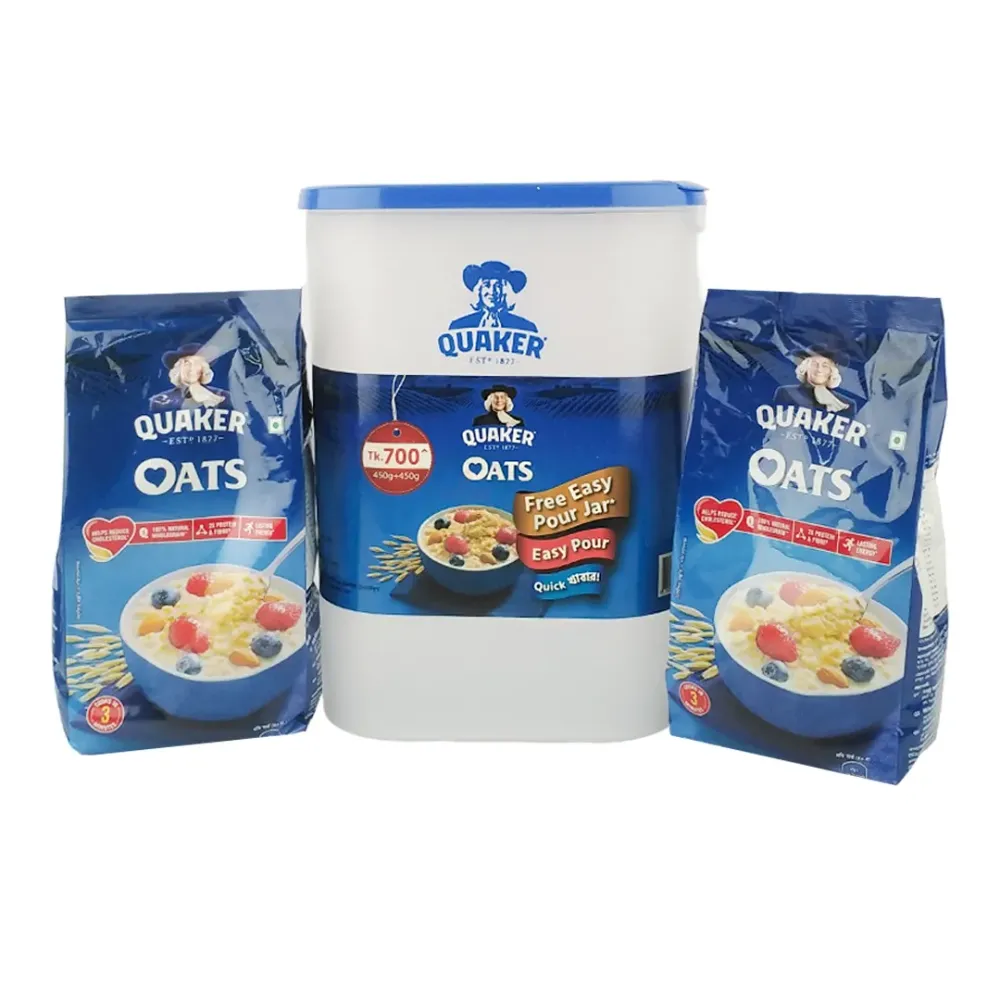 Quaker Oats 450g + 450g Jar – Premium Whole Grain Oats for Healthy Lifestyle, High Fiber & Sustained Energy  