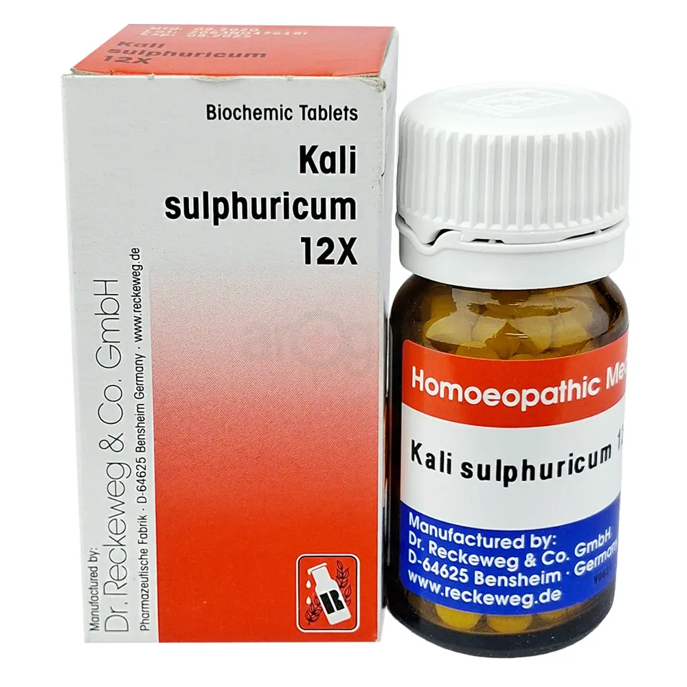 Dr. Reckeweg Kali Sulphuricum 12X Biochemic Tablet –Homeopathic Remedy for Nerve & Vitality Support (20g)  