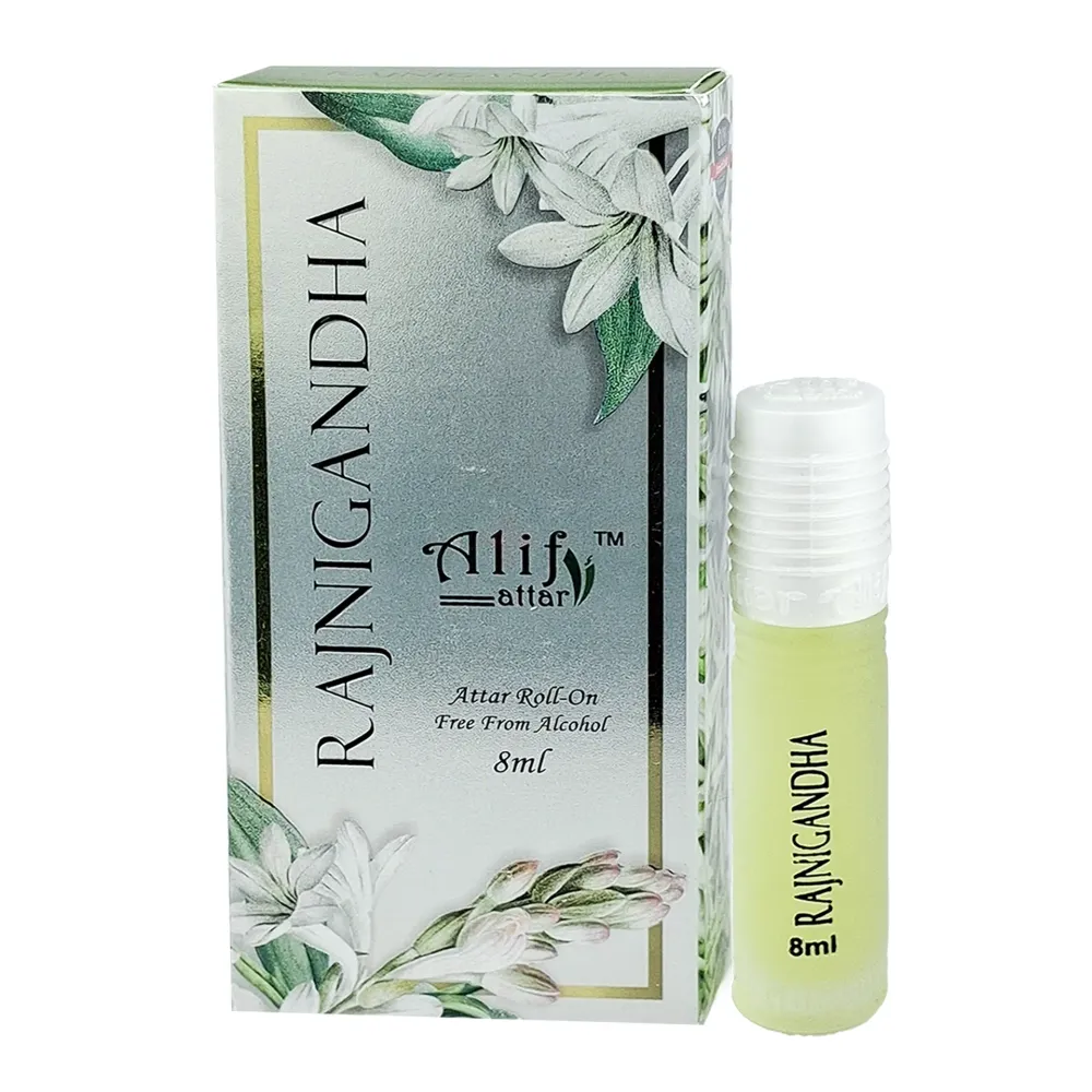 Alif Rajnigandha Roll On Attar 8ml – Premium Long-Lasting Floral Fresh Perfume Oil (M-25 Series)  