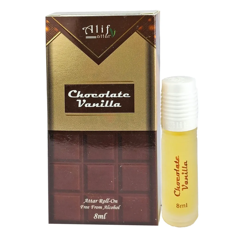 Alif Chocolate Vanilla Roll On Attar 8ml – Premium Long-Lasting Sweet & Warm Perfume Oil (M-25 Series)  