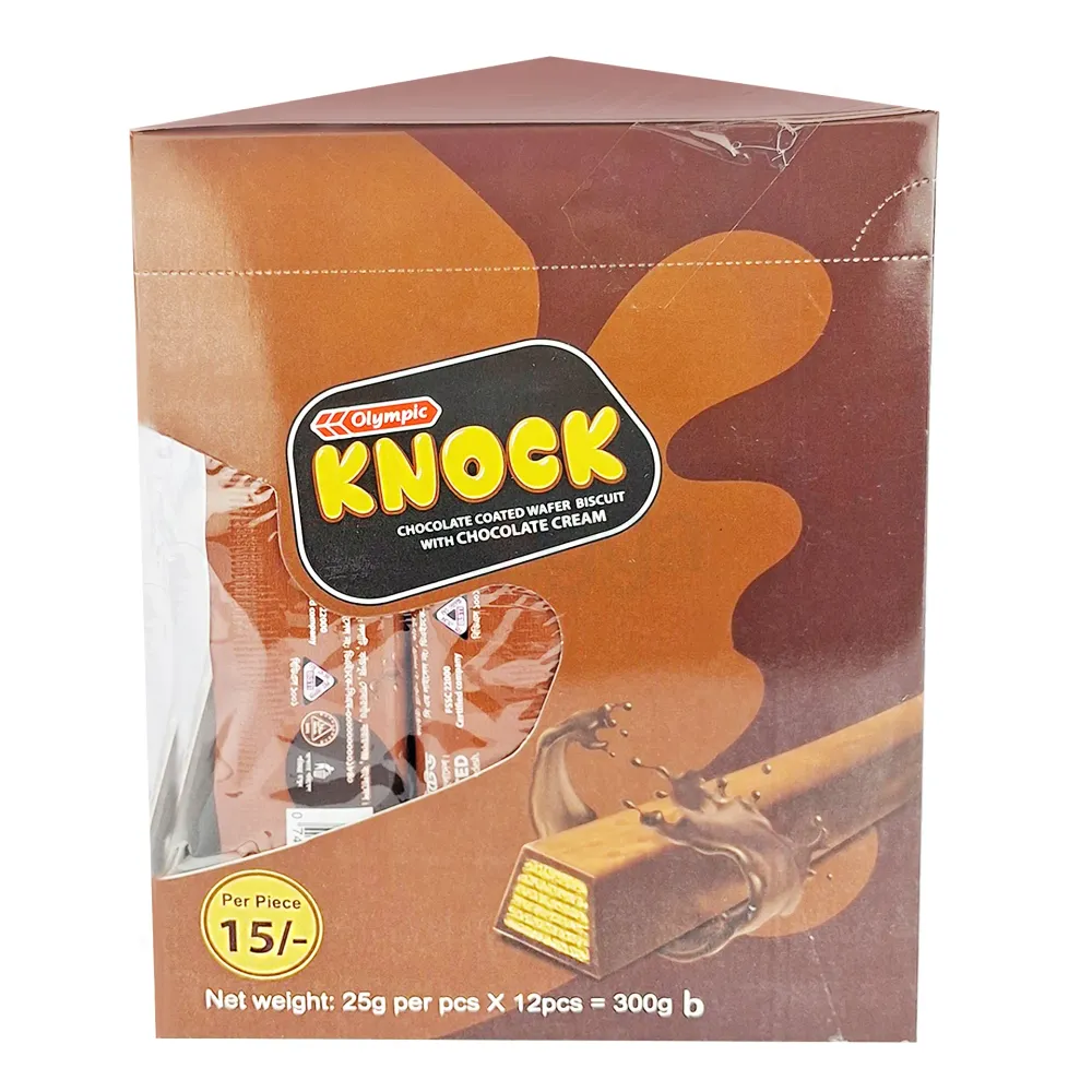 Olympic Knock Chocolate Wafer – Chocolate Cream Filled Delicious Biscuit Pack (12 x 25g)  