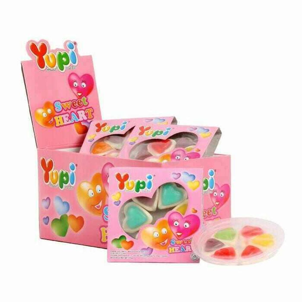 Yupi Sweet Heart Chewy Gummy Wrapped Candy (24pcs x 14g)  
