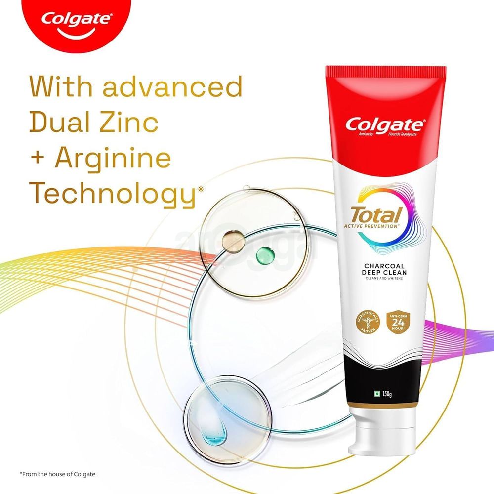 Colgate Total Active Prevention Charcoal Deep Clean Toothpaste 150g with 1 Premium Toothbrush  