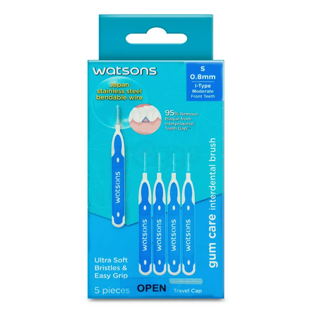Watsons Interdental Brush Type-I Moderate Front Teeth Size-S 0.8mm 5 Pcs  