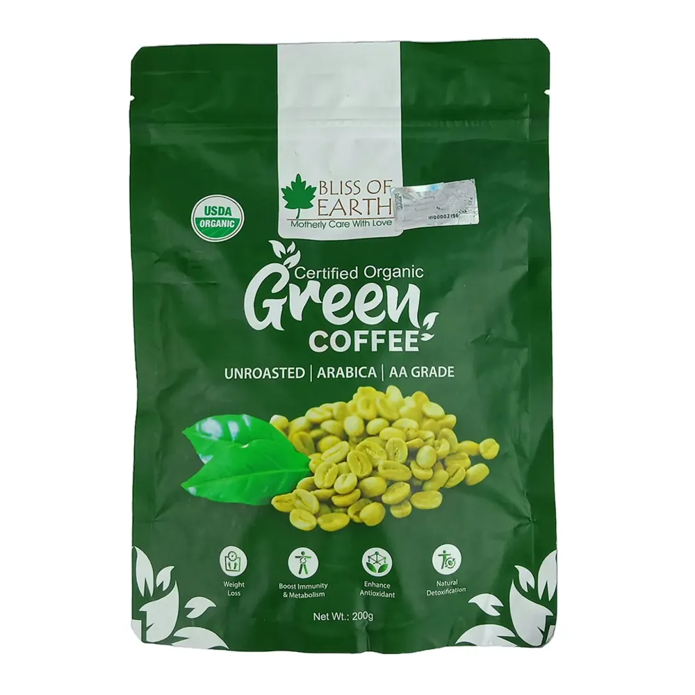 Bliss of Earth Certified Organic Green Coffee - Unroasted Coffee Beans 200g  