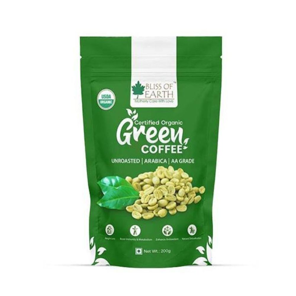 Bliss of Earth Certified Organic Green Coffee - Unroasted Coffee Beans 200g  