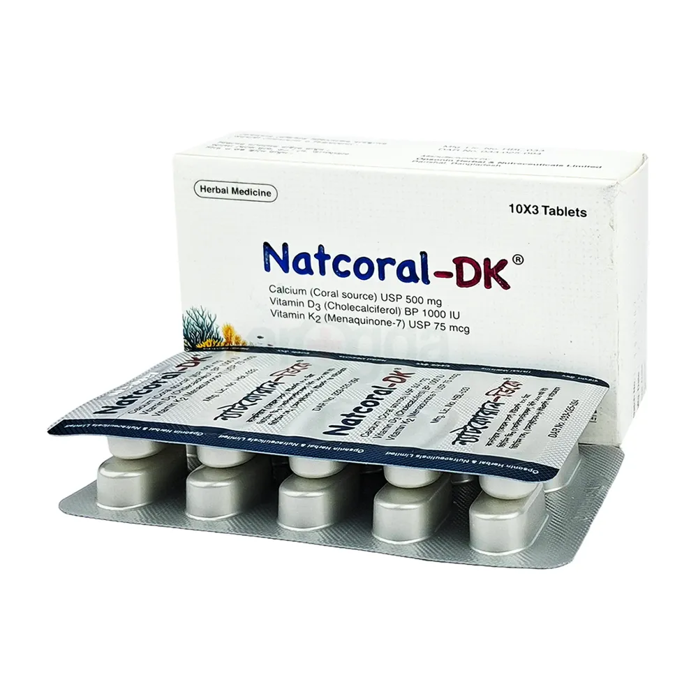 Natcoral-DK 75mcg+500mg+1000IU tablet