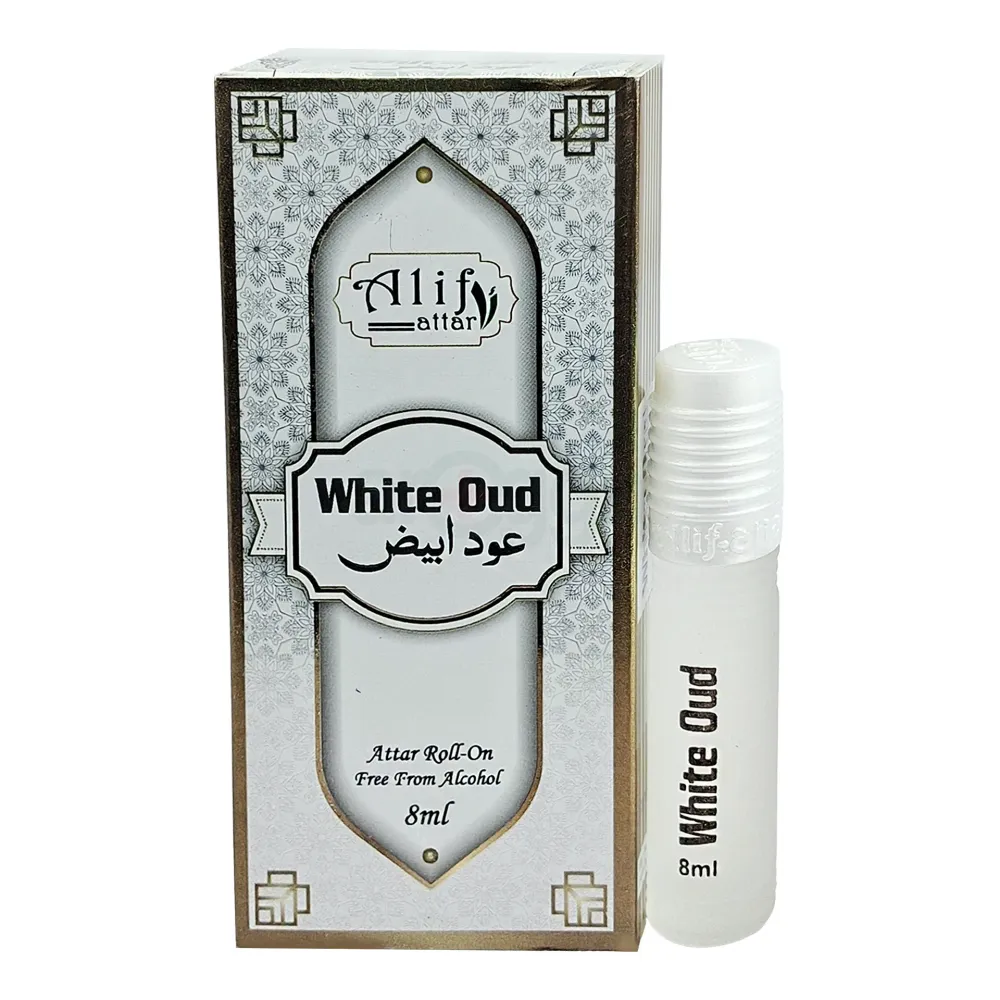 Alif White Oud Roll On Attar 8ml-Premium Long-Lasting Fresh & Pure Perfume Oil (M-25 Series)  