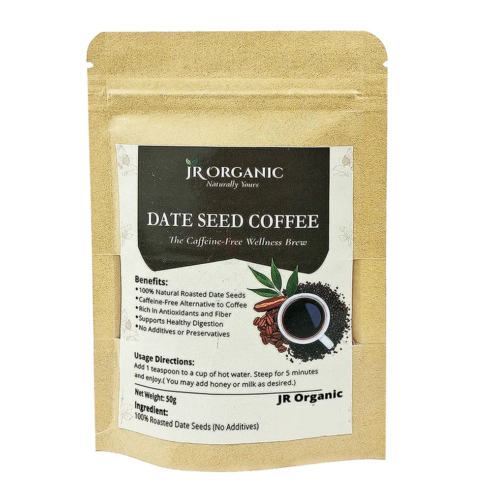 JR Organic Date Seed Coffee – 100% Natural Caffeine-Free Wellness Brew, Rich in Antioxidants & Fiber (50g)  