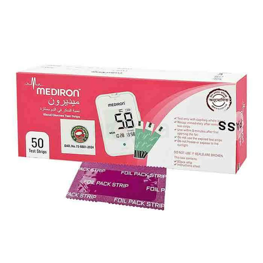  Mediron Blood Glucose Test Strip 50 Test Strips (Foil Pack)  