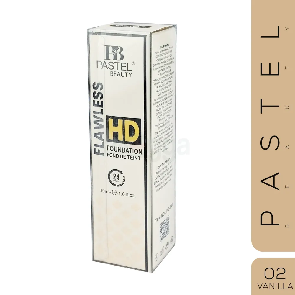 Pastel Beauty Flawless HD Foundation – 02 Vanilla (30ml, 24H Long Lasting)  