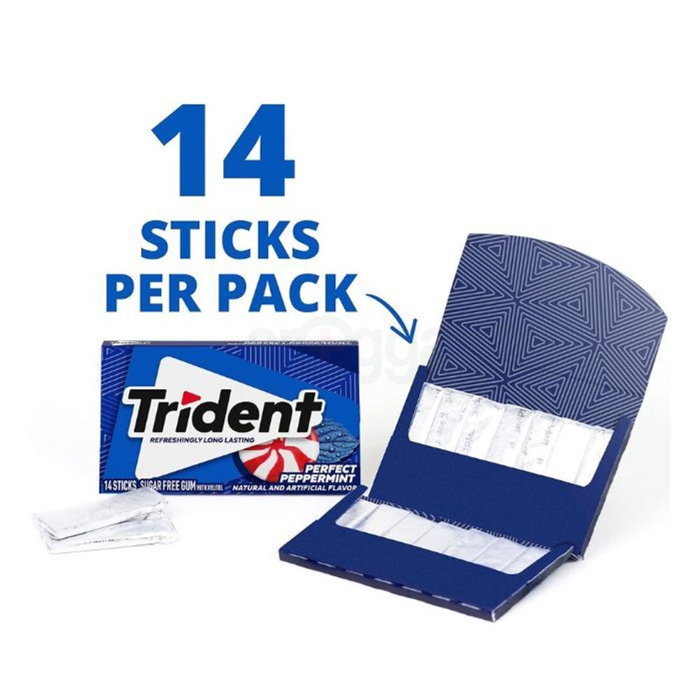 Trident Perfect Peppermint Suger Free Gum with Xylitol 14 Sticks  